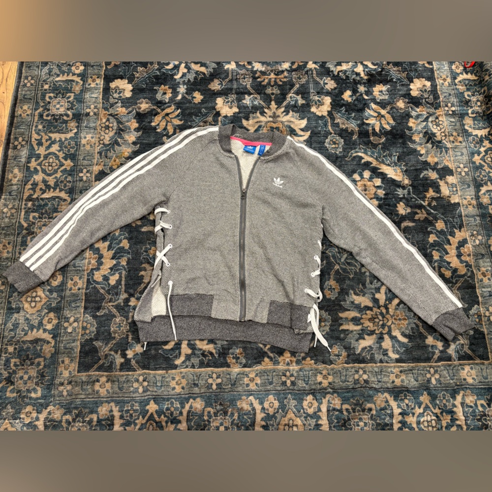 Adidas Heather Gray Jacket with White laces Accents small
